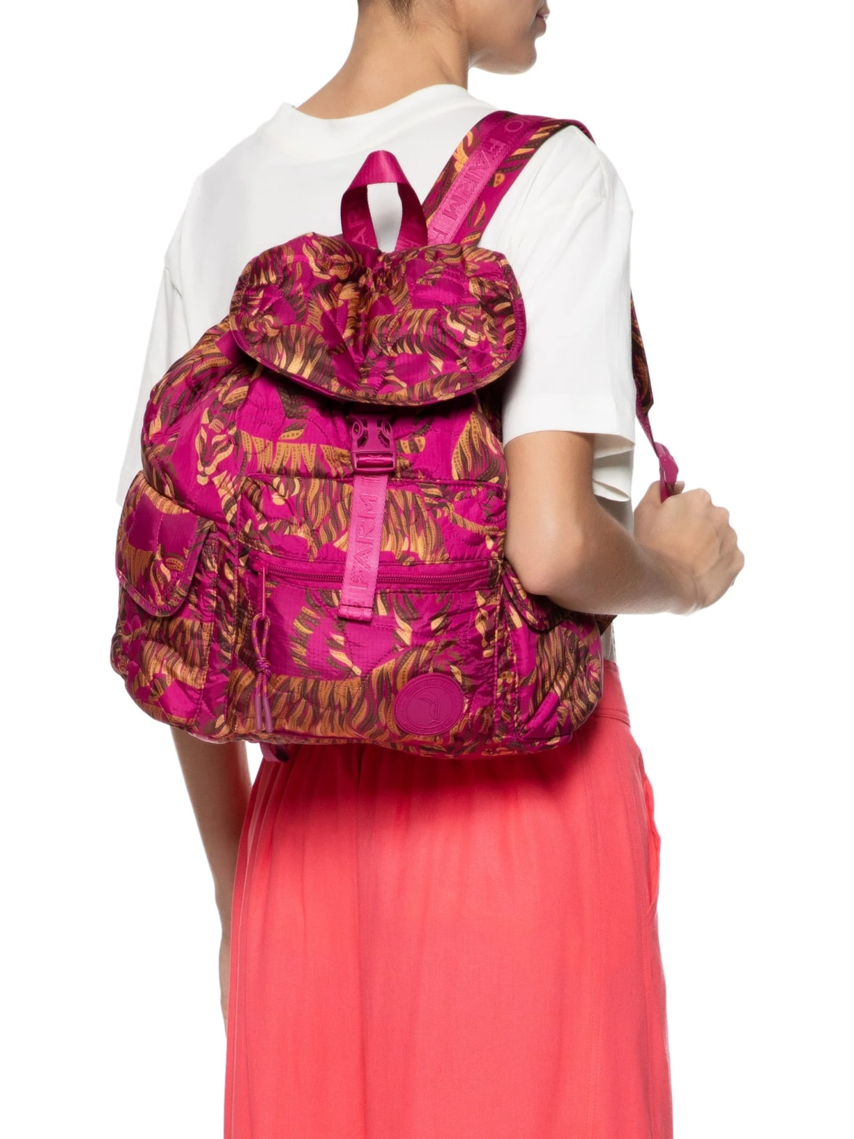 Mochila Feminina Pipoca Puffer Céu De Tigre Rosa Farm Etc