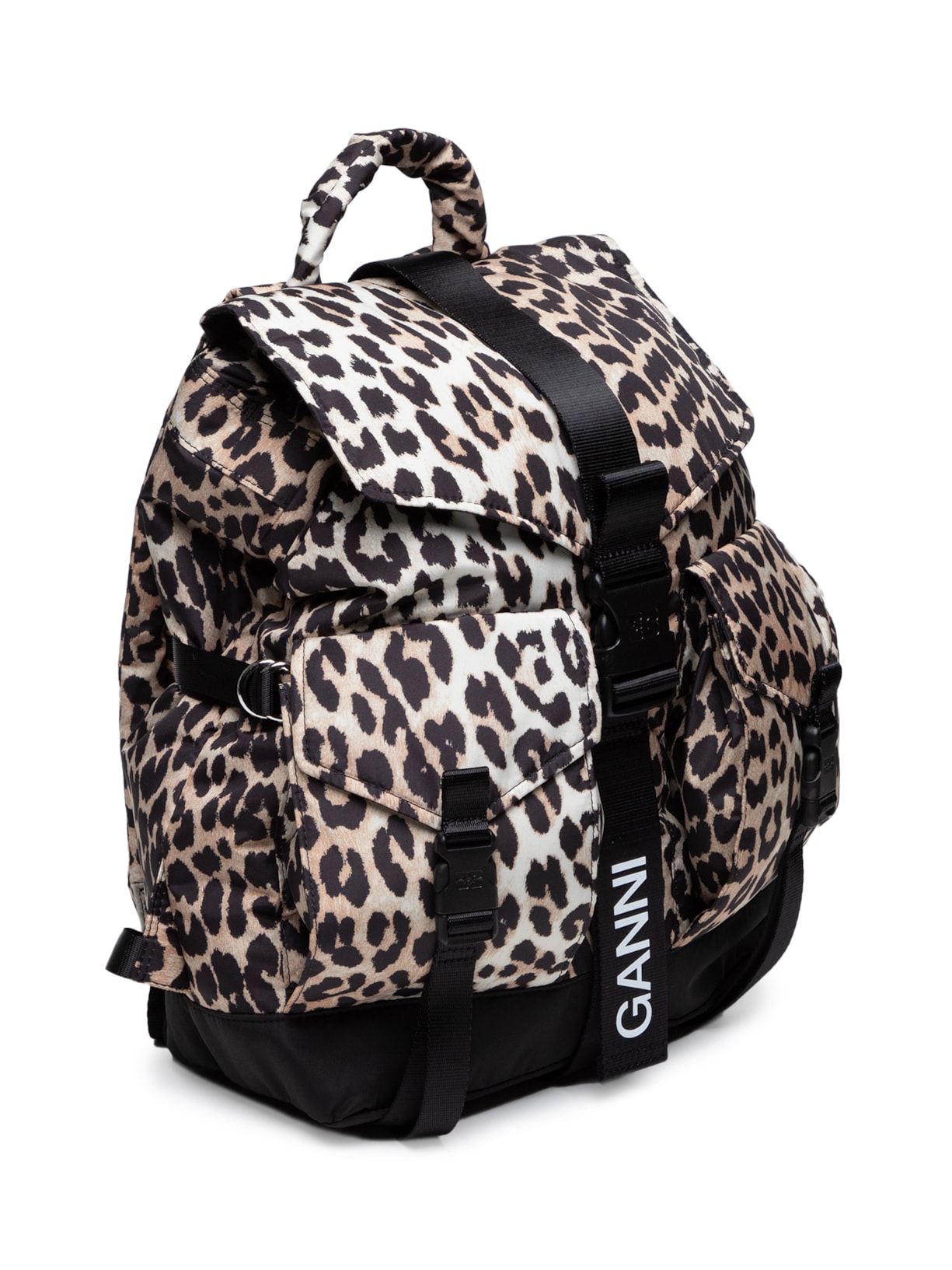 Mochila Feminina Recycled Leopard Tech Animal Print Ganni