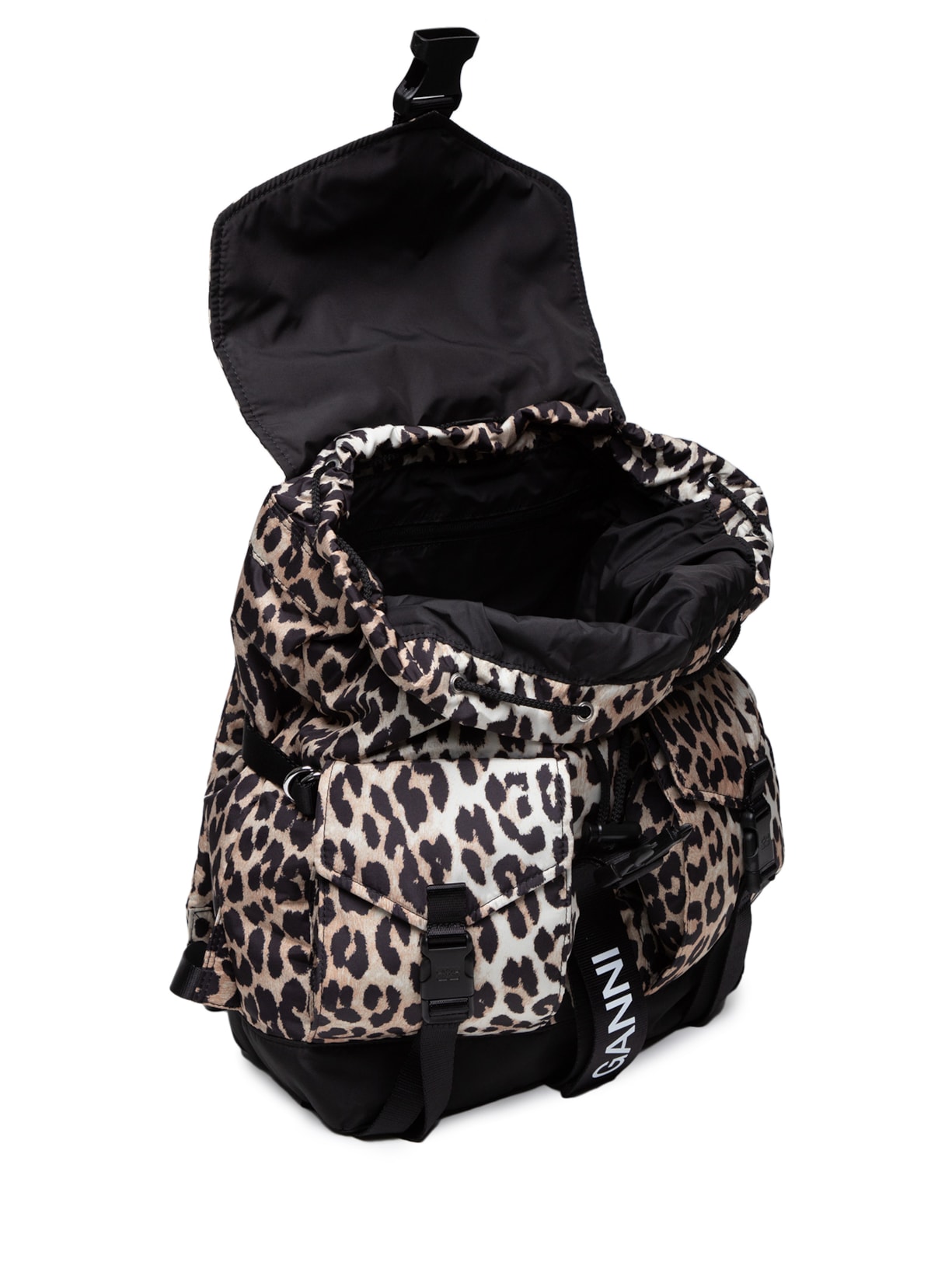 Mochila Feminina Recycled Leopard Tech Animal Print Ganni