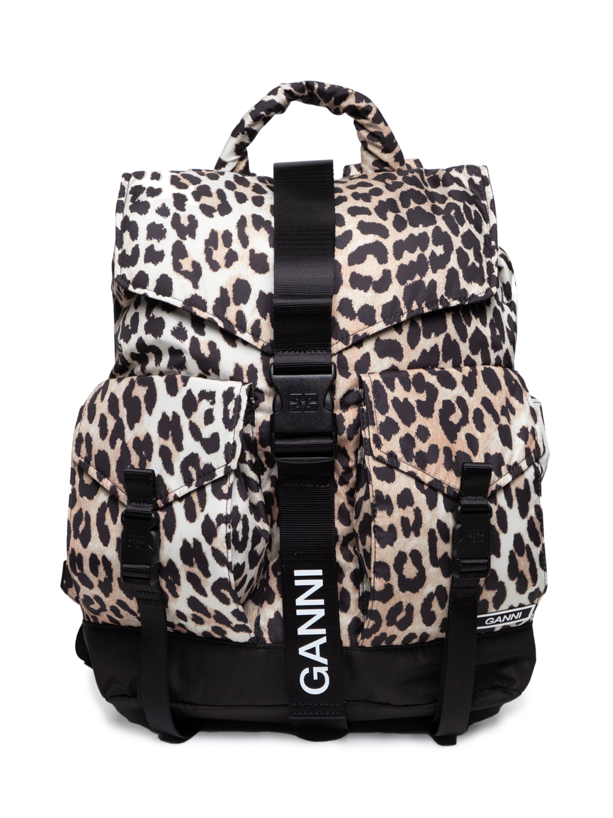 Mochila Feminina Recycled Leopard Tech Animal Print Ganni