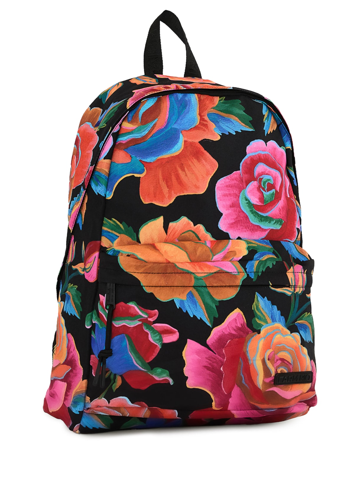 Mochila Feminina Rosas Pintadas Preto Farm Etc