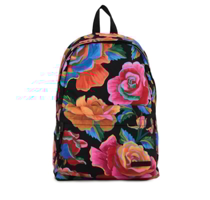 Mochila Feminina Rosas Pintadas - Preto