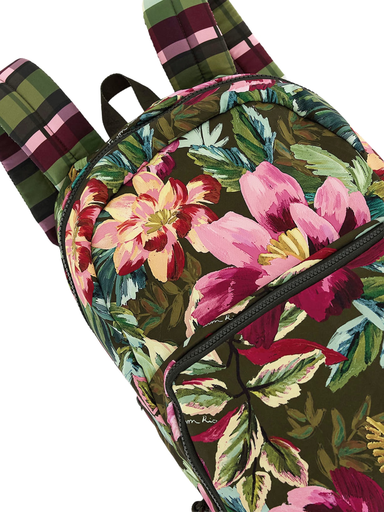 Mochila Feminina  Xodó Dupla Face Painted Flowers Verde Farm Etc