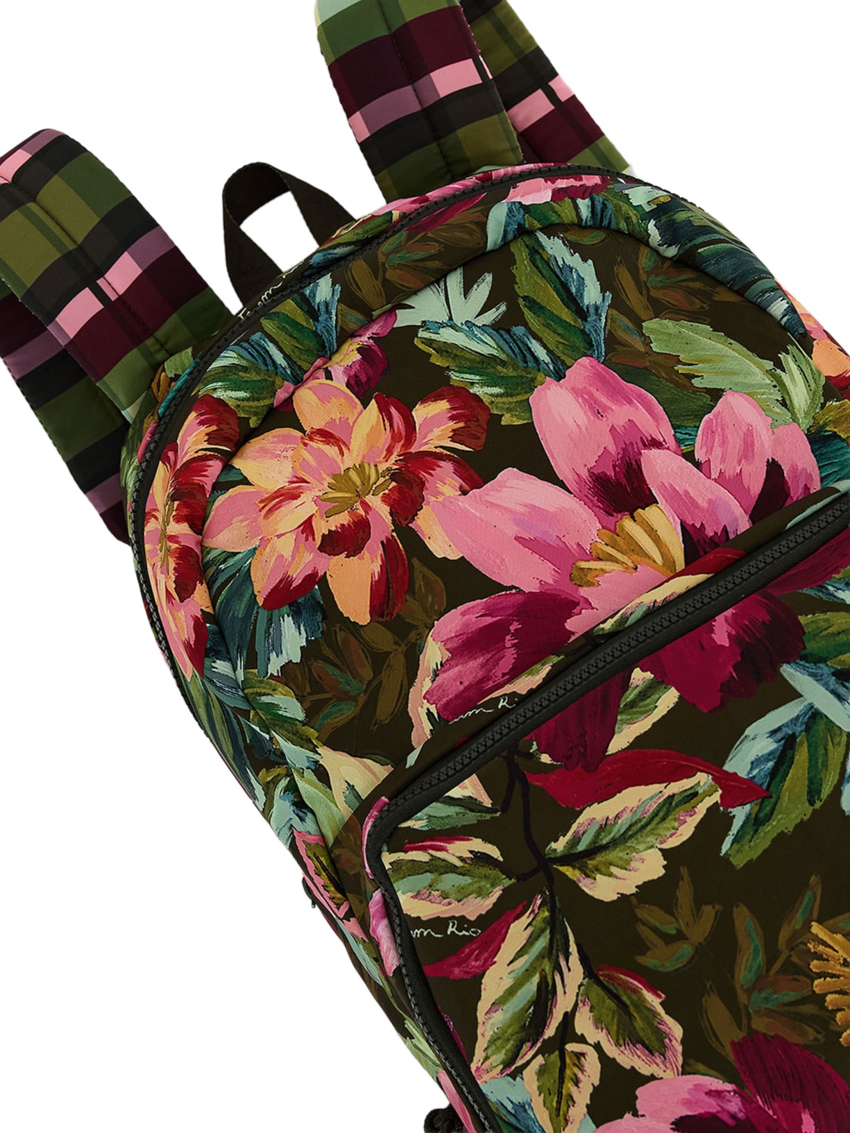 Mochila Feminina  Xodó Dupla Face Painted Flowers Verde Farm Etc