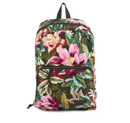 Mochila Feminina  Xodó Dupla Face Painted Flowers - Verde
