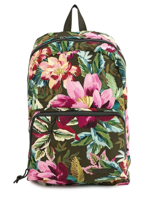Mochila Feminina Xodó Dupla Face Painted Flowers - Verde