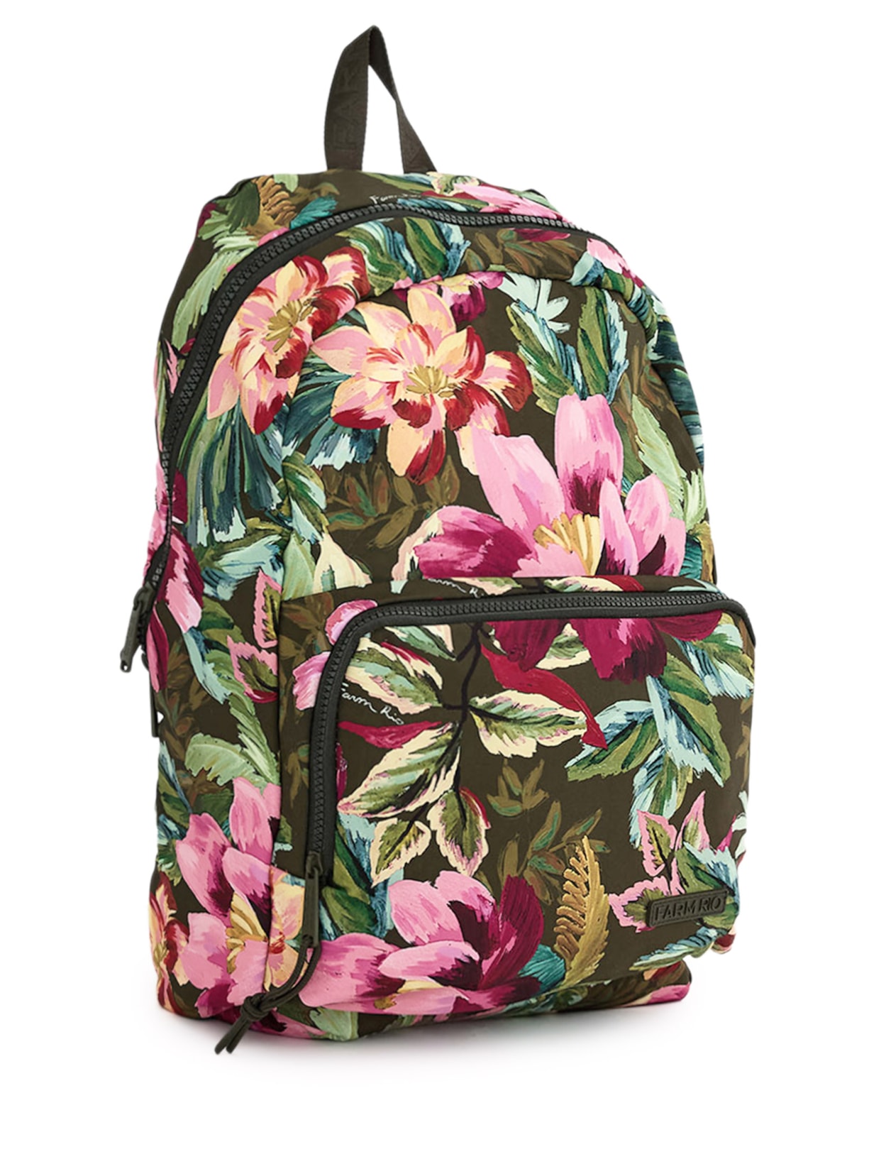 Mochila Feminina  Xodó Dupla Face Painted Flowers Verde Farm Etc