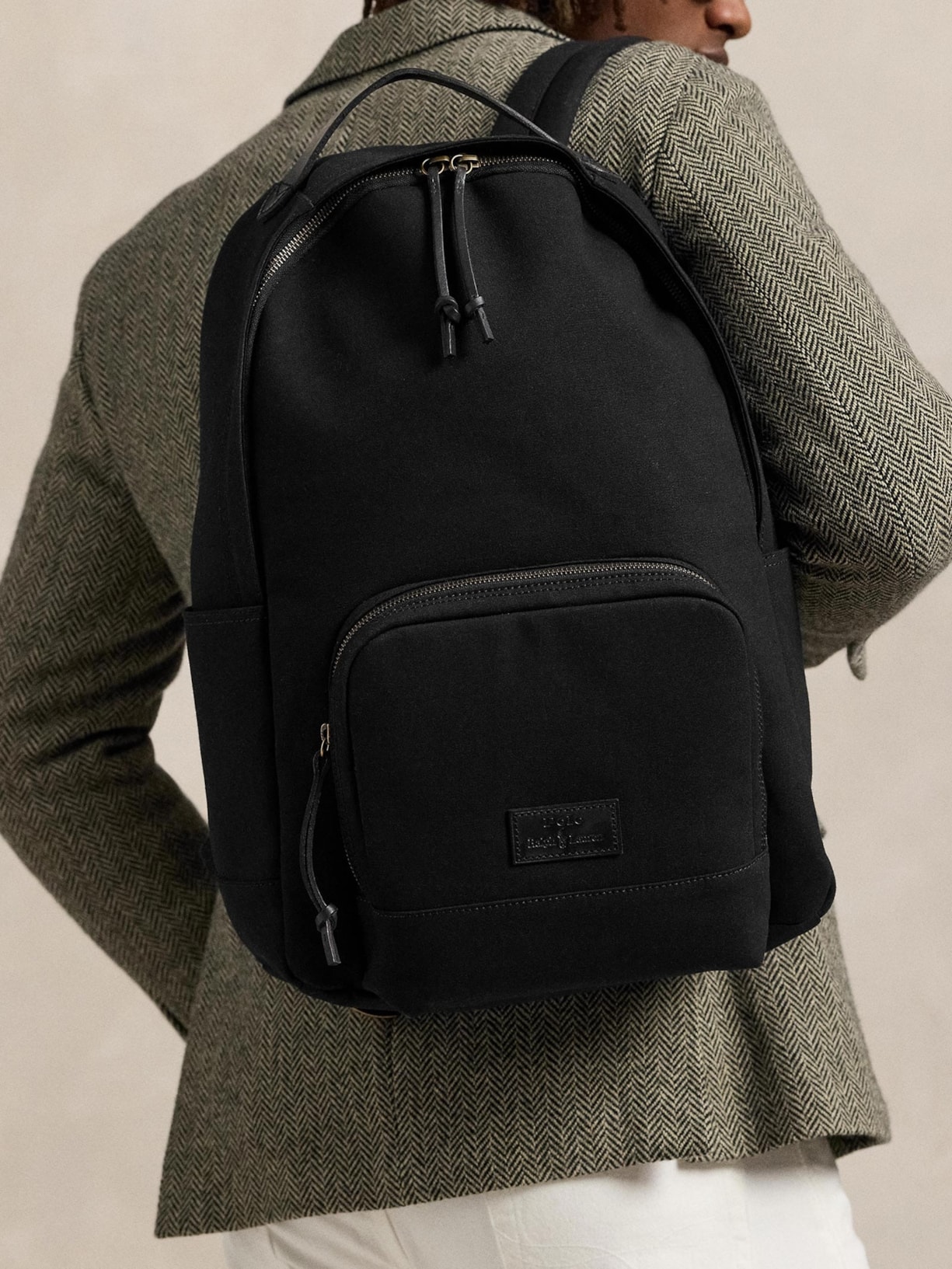 Mochila Masculina Canvas Leather Medium Preto Polo Ralph Lauren