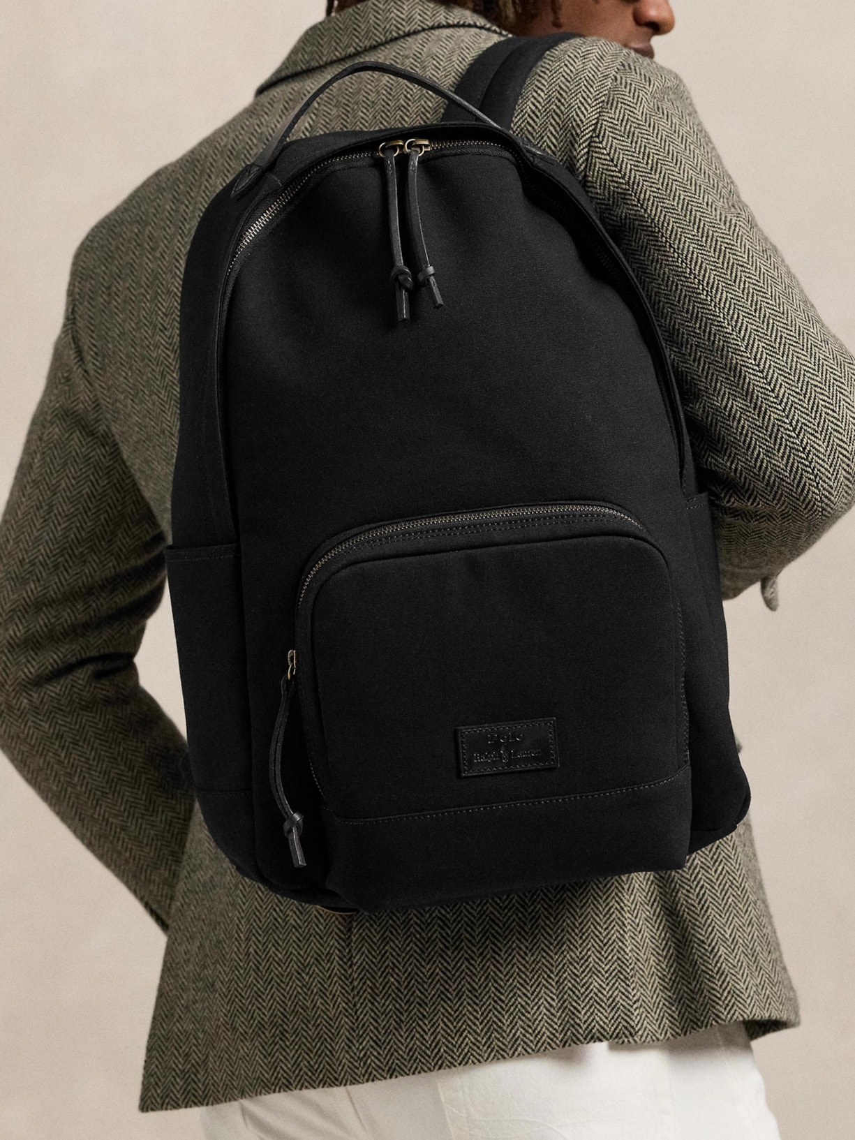 Mochila Masculina Canvas Leather Medium Preto Polo Ralph Lauren