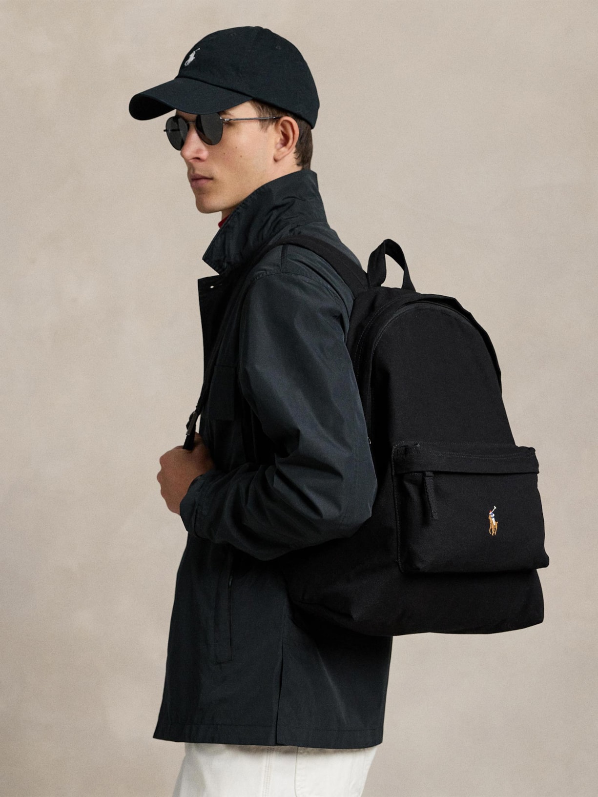 Mochila Masculina Large Canvas Classic Logo Preto Polo Ralph Lauren