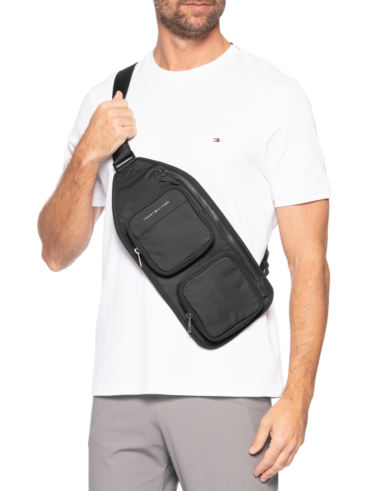 Mochila Masculina Transversal Th Reprove Preto Tommy Hilfiger