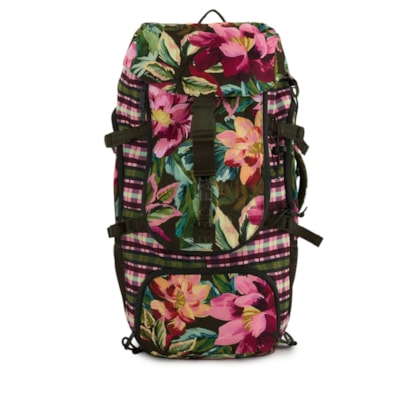 Mochilão Feminino  Xadrez Camping Patchwork - Verde