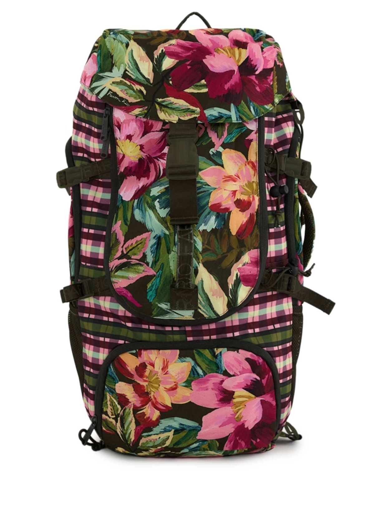 Mochilão Feminino Xadrez Camping Patchwork - Verde