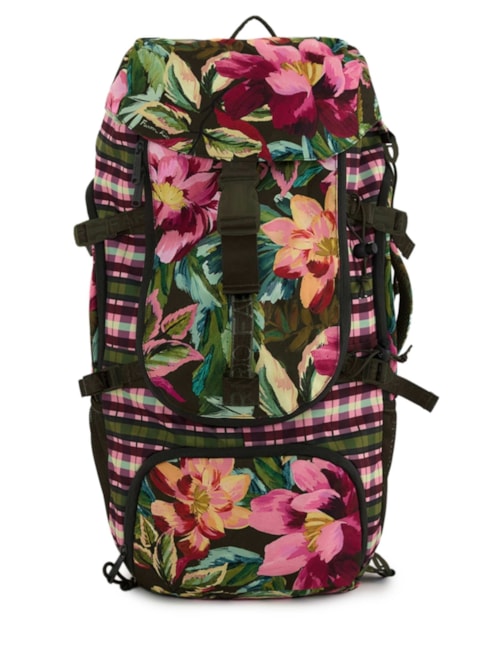 Mochilão Feminino Xadrez Camping Patchwork - Verde