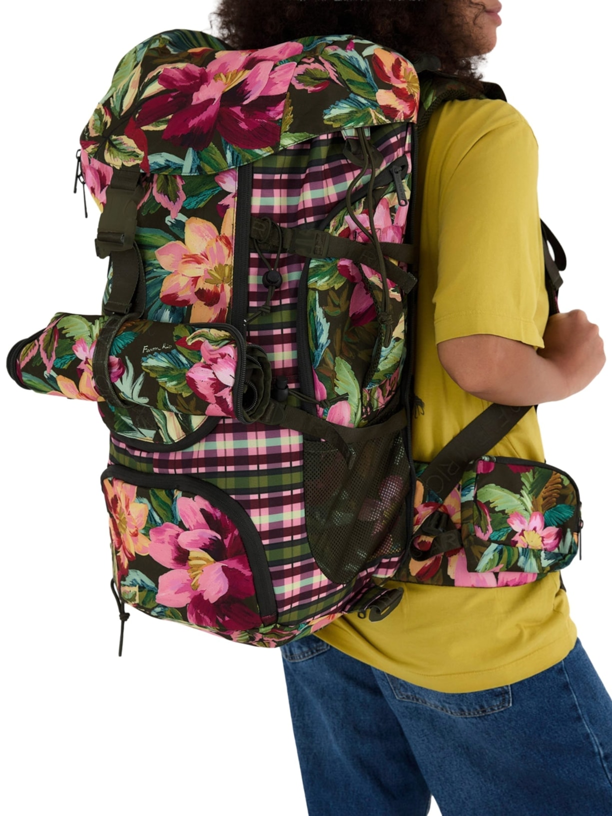 Mochilão Feminino  Xadrez Camping Patchwork Verde Farm Etc