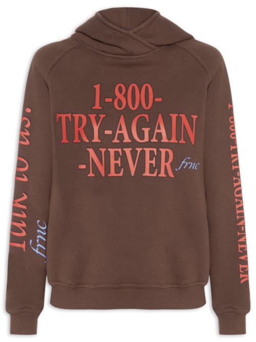 Moletom Capuz Try Again Feminino - Marrom