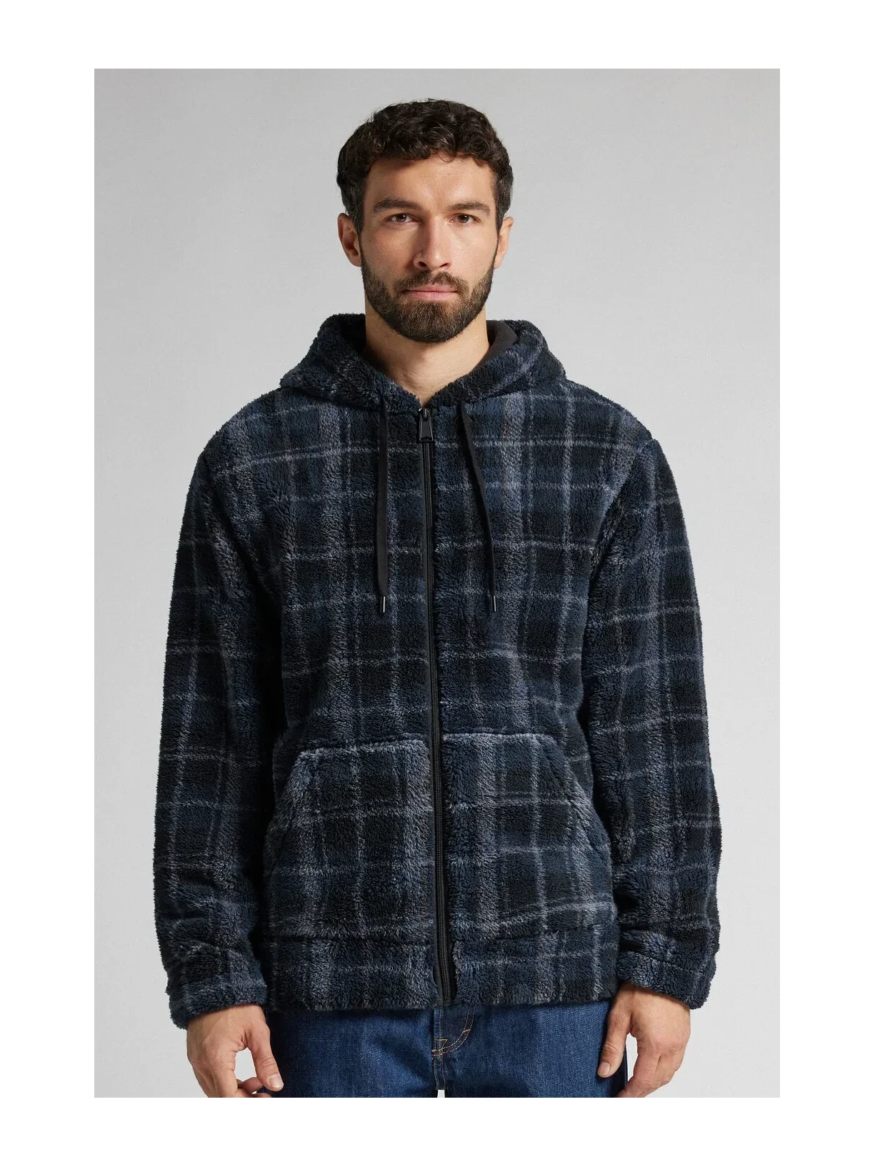 Moletom Com Efeito Soft Com Ziper e Capuz Azul Intimissimi
