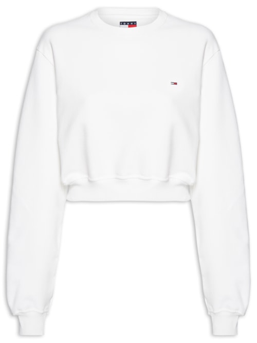 Moletom Cropped Feminino S-Flag Crew – Off White