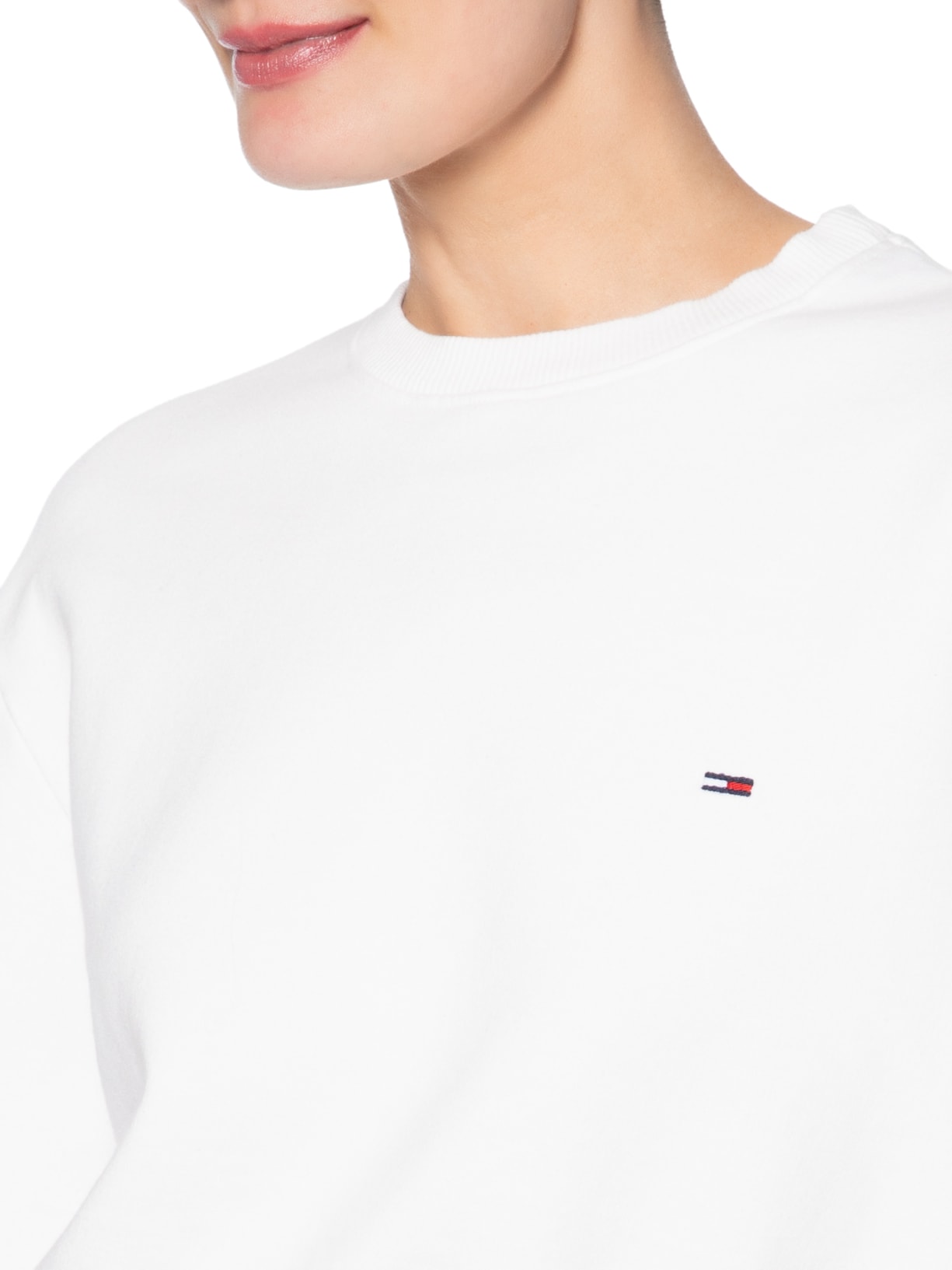 Moletom Cropped Feminino S-Flag Crew – Off White Tommy Jeans