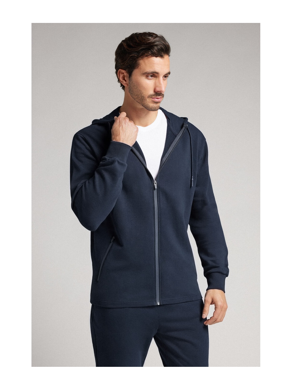 Moletom Em Algodão Com Zíper Azul Intimissimi