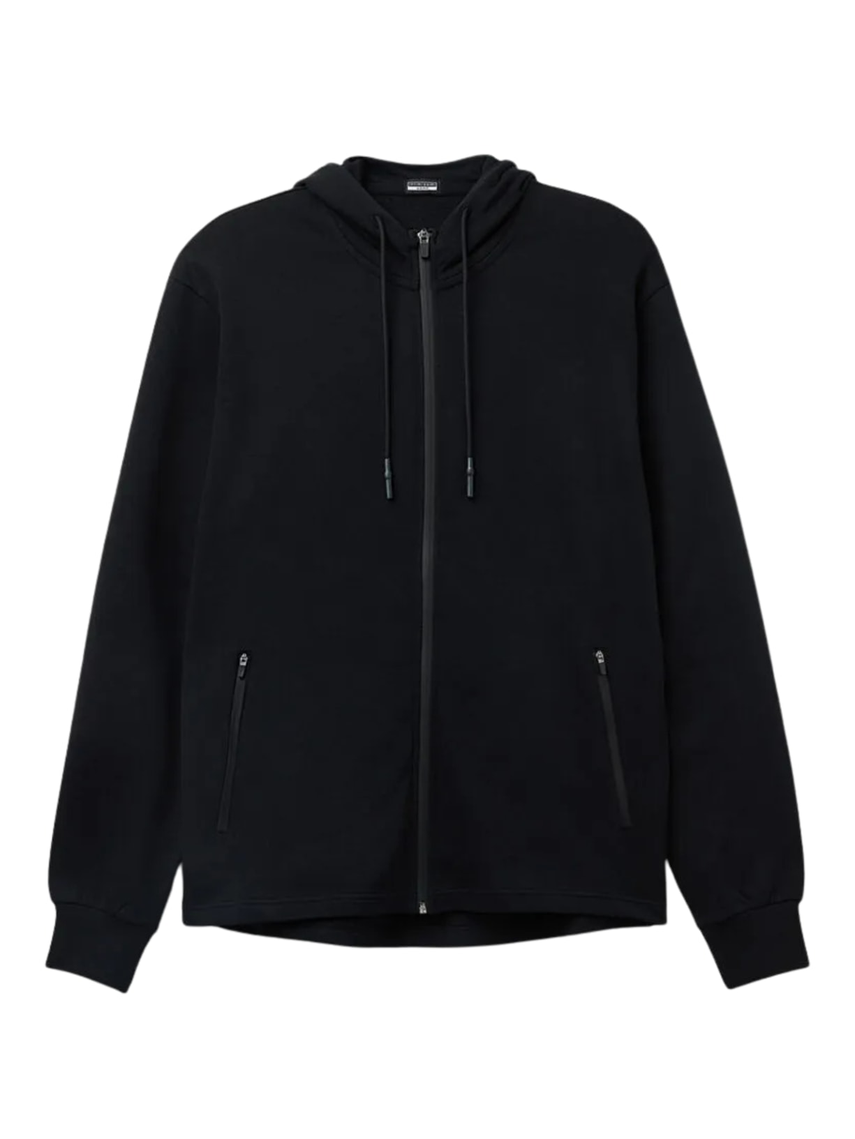 Moletom Em Algodão Com Zíper - Preto