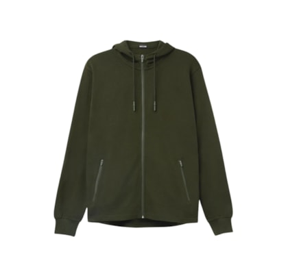 Moletom Em Algodão Com Zíper - Verde