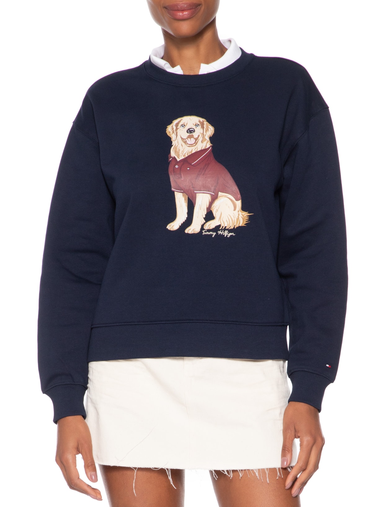 Moletom Feminino Careca Dog C-NK Swtshirt Azul Tommy Hilfiger