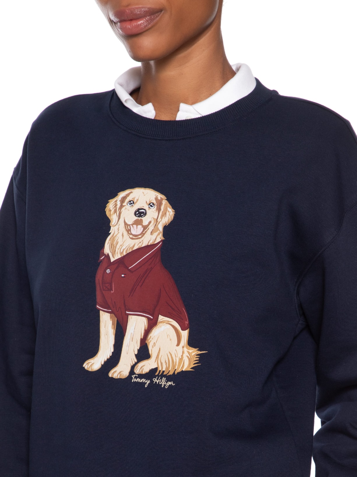Moletom Feminino Careca Dog C-NK Swtshirt Azul Tommy Hilfiger