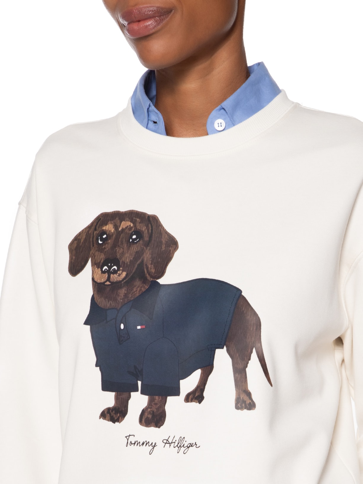 Moletom Feminino Careca Dog C-NK Swtshirt Branco Tommy Hilfiger