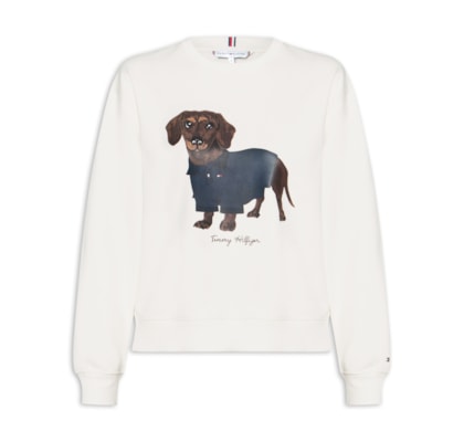 Moletom Feminino Careca Dog C-NK Swtshirt - Branco