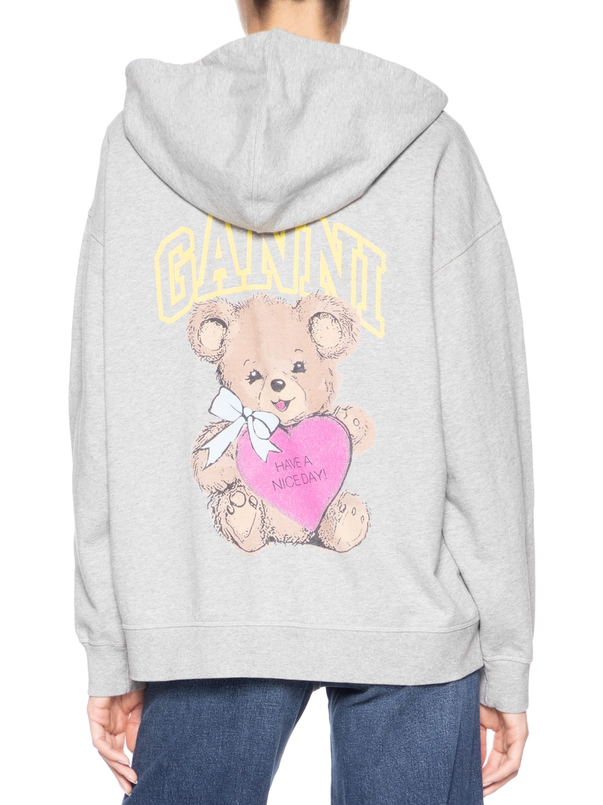 Moletom Feminino Isoli Teddy Oversized Zip Cinza Ganni