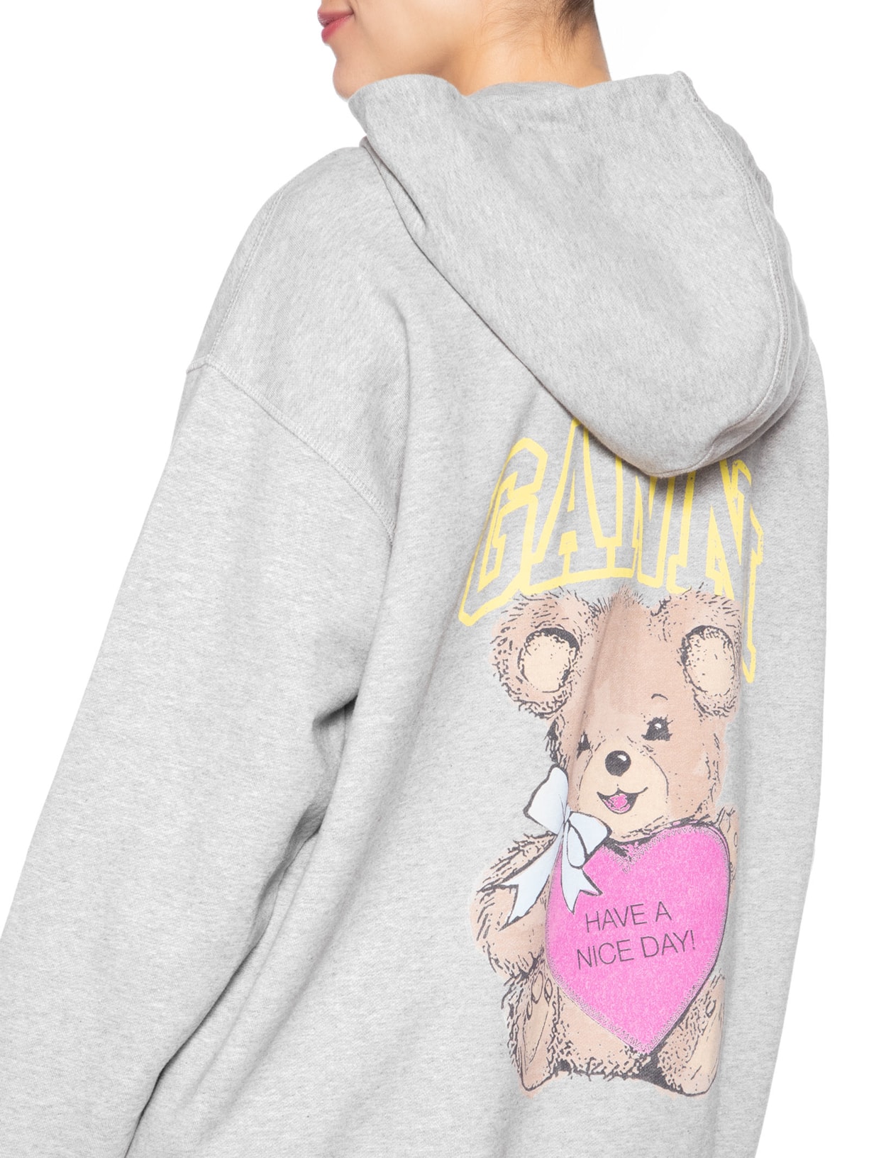 Moletom Feminino Isoli Teddy Oversized Zip Cinza Ganni