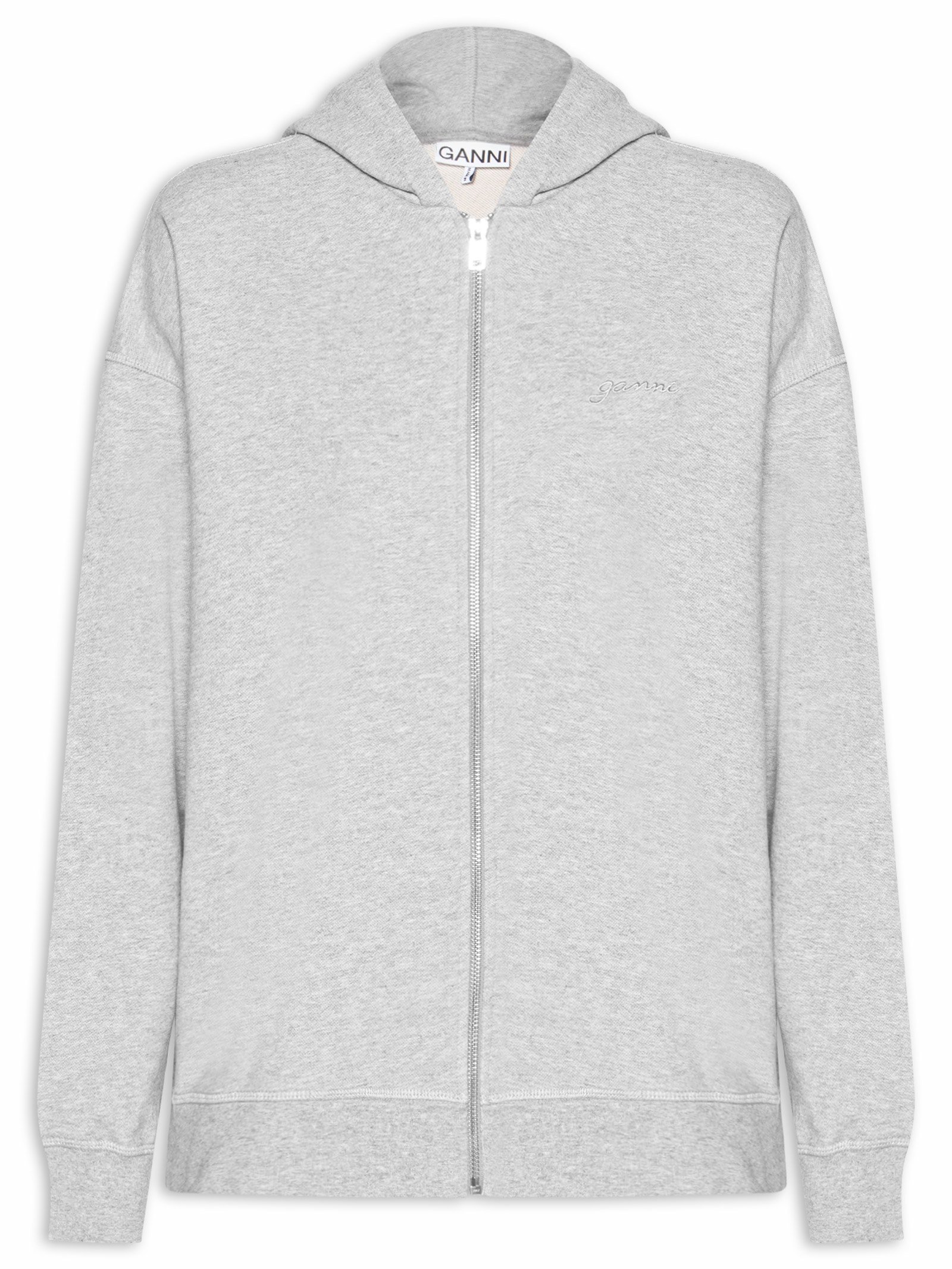 Moletom Feminino Isoli Teddy Oversized Zip - Cinza - Ganni