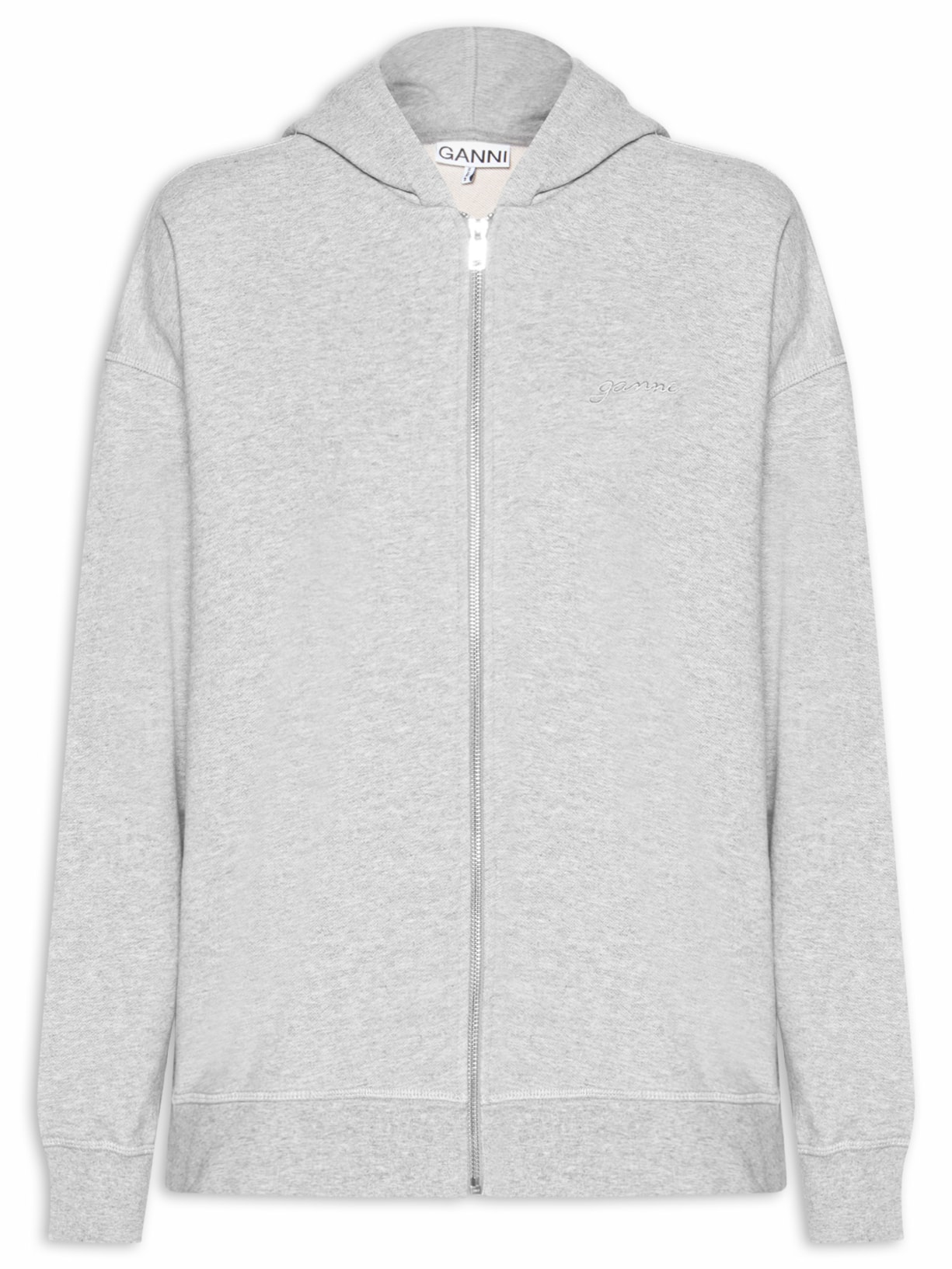 Moletom Feminino Isoli Teddy Oversized Zip Cinza Ganni