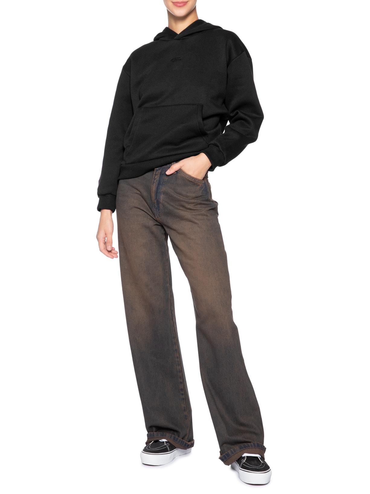 Moletom Feminino Salton Pullover Fleece – Preto Vans
