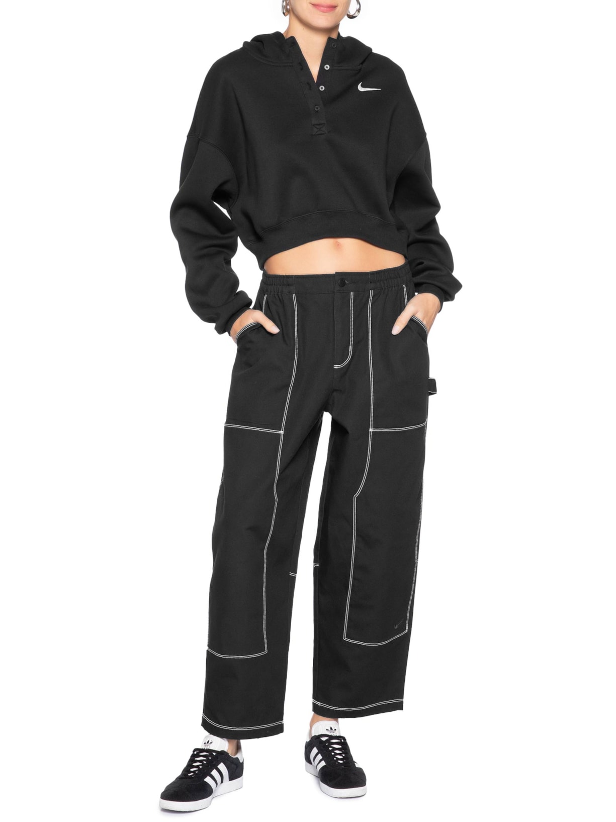 Moletom Feminino W NSW PHNX FLC OS CRP HNLY HDY – Preto Nike