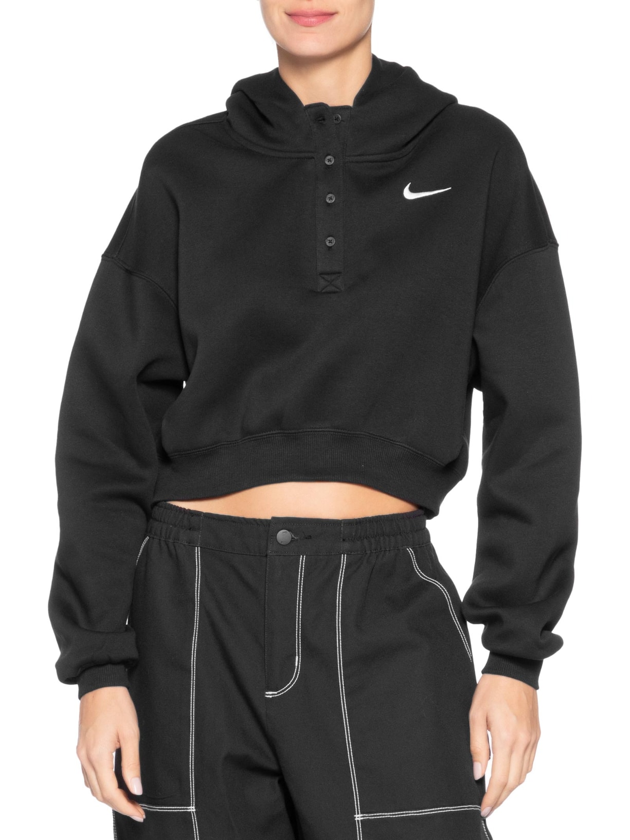 Moletom Feminino W NSW PHNX FLC OS CRP HNLY HDY – Preto Nike