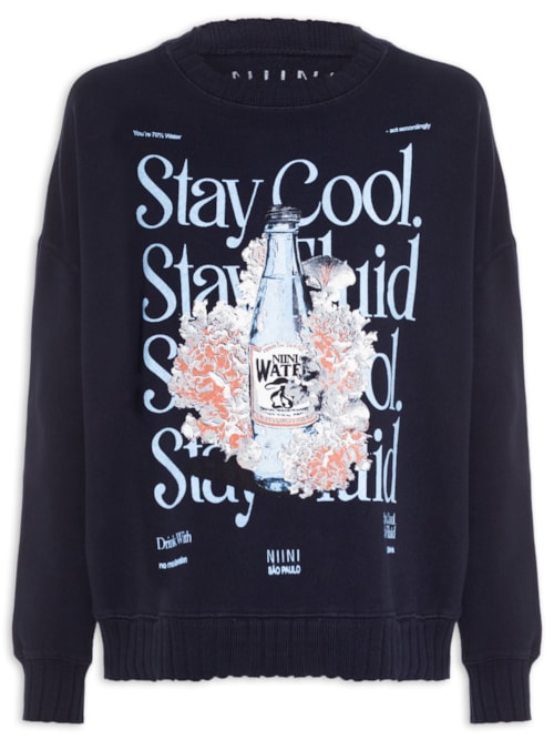 Moletom Feminino Water Navy - Azul