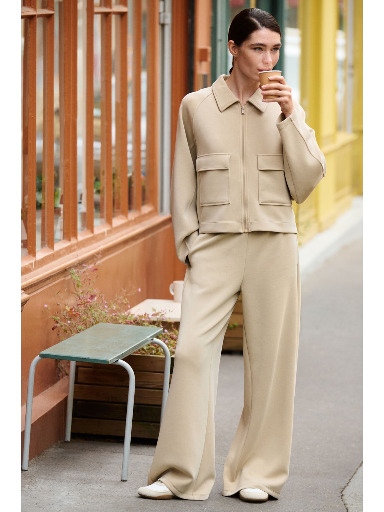 Moletom Luxe Lounge Com Bolsos Bege Calzedonia