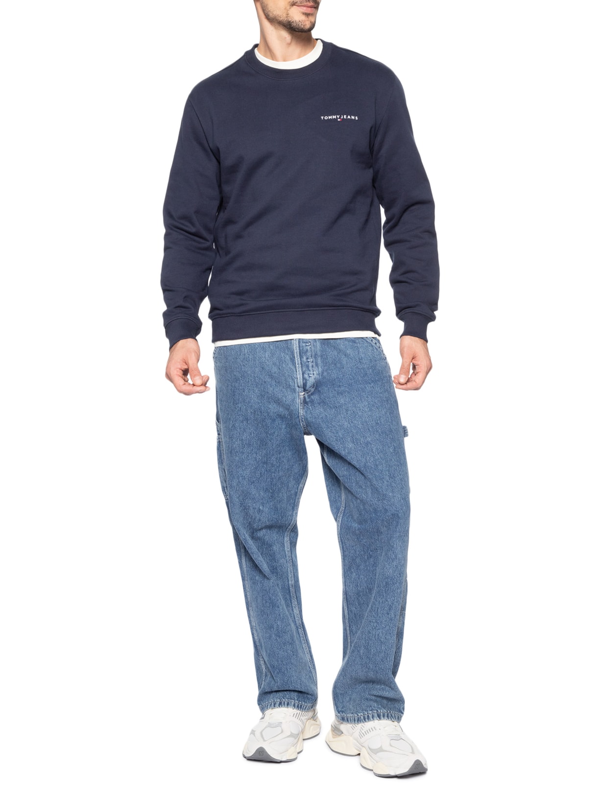 Moletom Masculino Básico Regular Fit Logo TJ Linear Azul Tommy Jeans