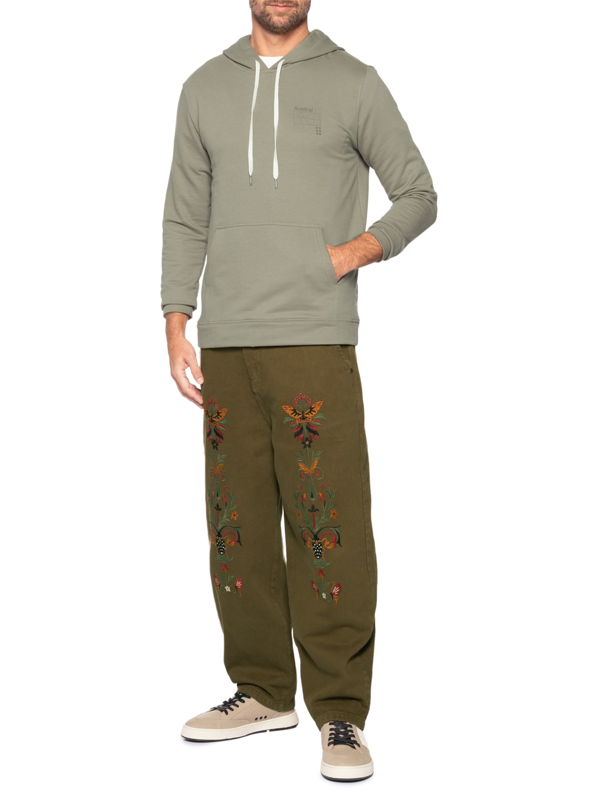 Moletom Masculino Capuz Tech Bege Austral