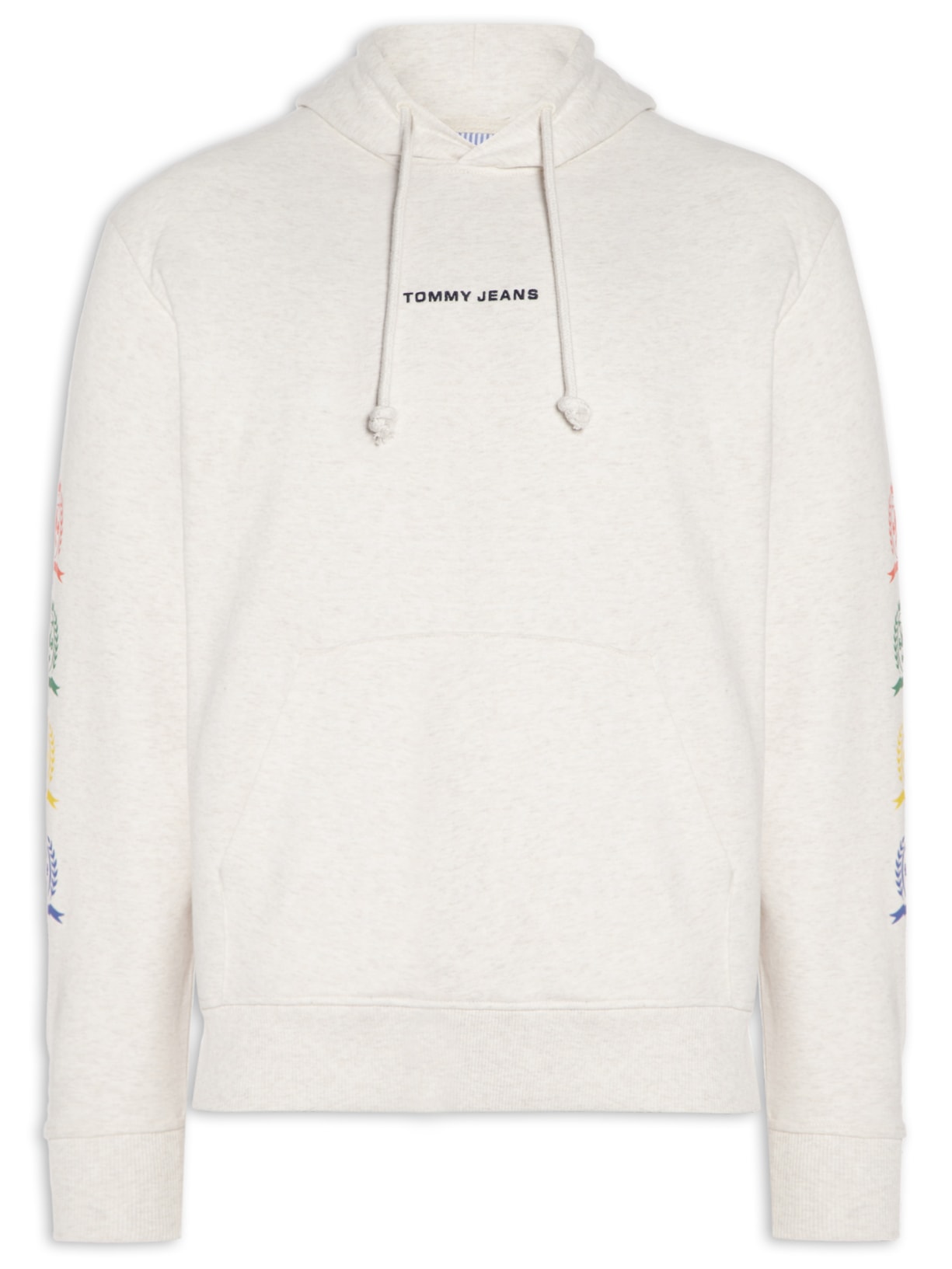 Moletom Masculino Com Capuz Relaxed Varsity Bordado - Bege