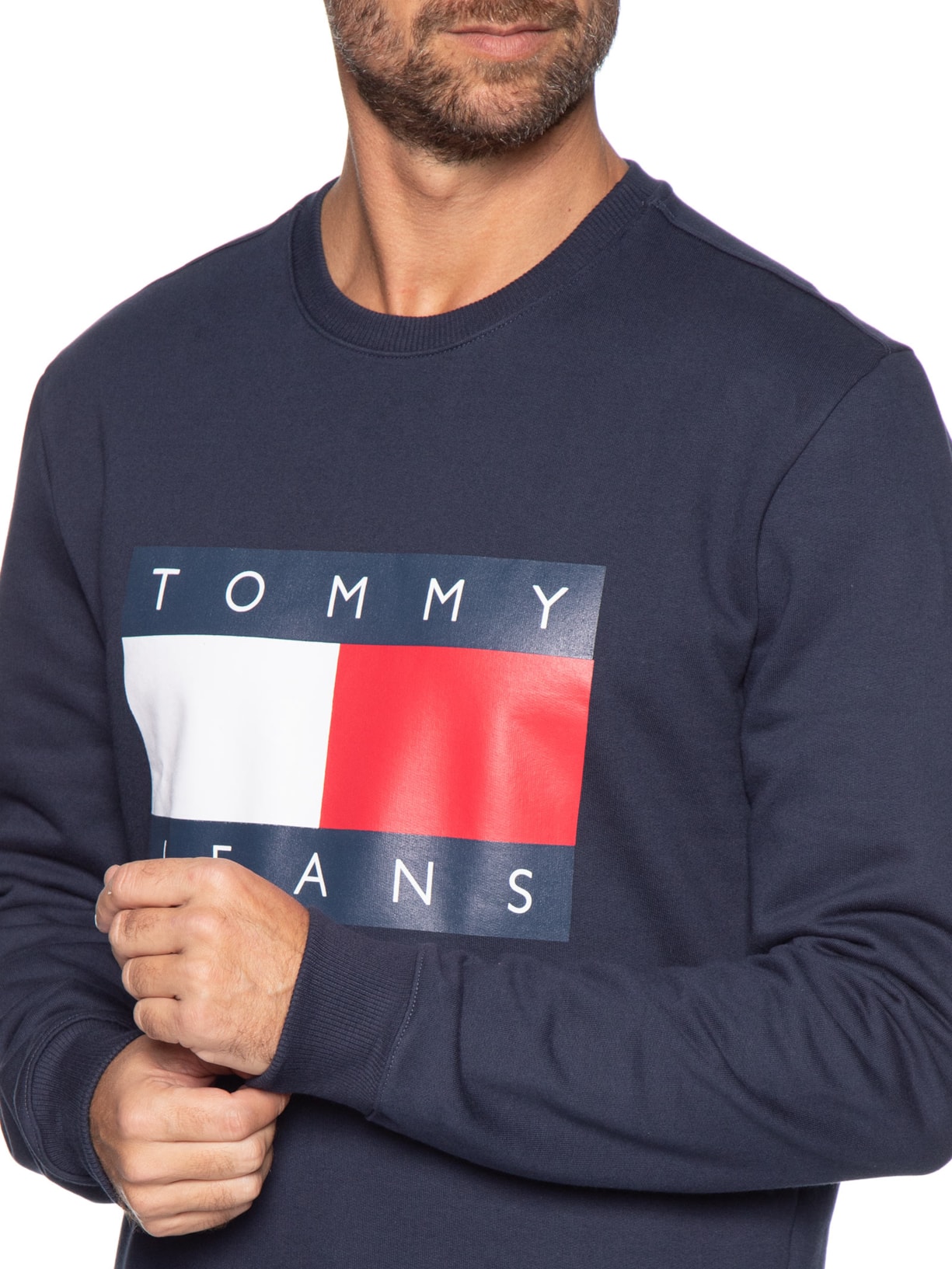Moletom Masculino Com Logo Gola Careca Azul Tommy Jeans