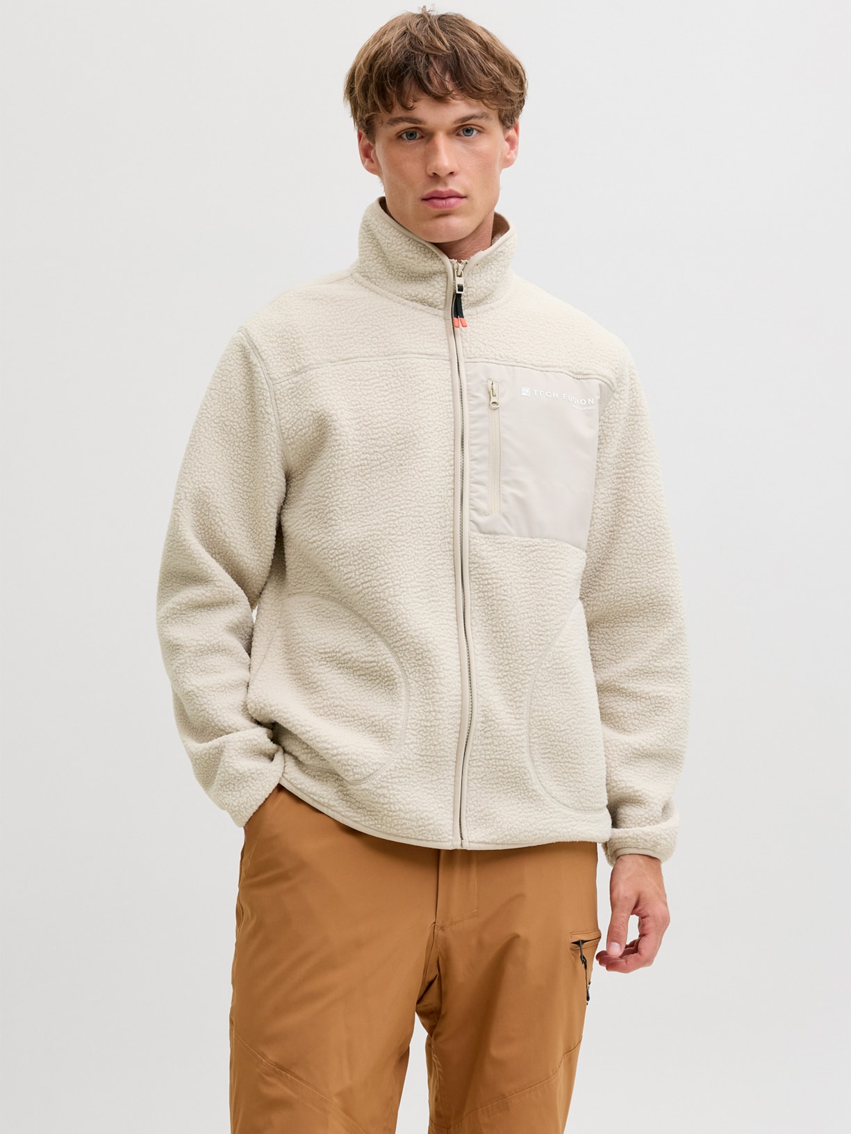 Moletom Masculino Com Zíper Cinza Jack & Jones