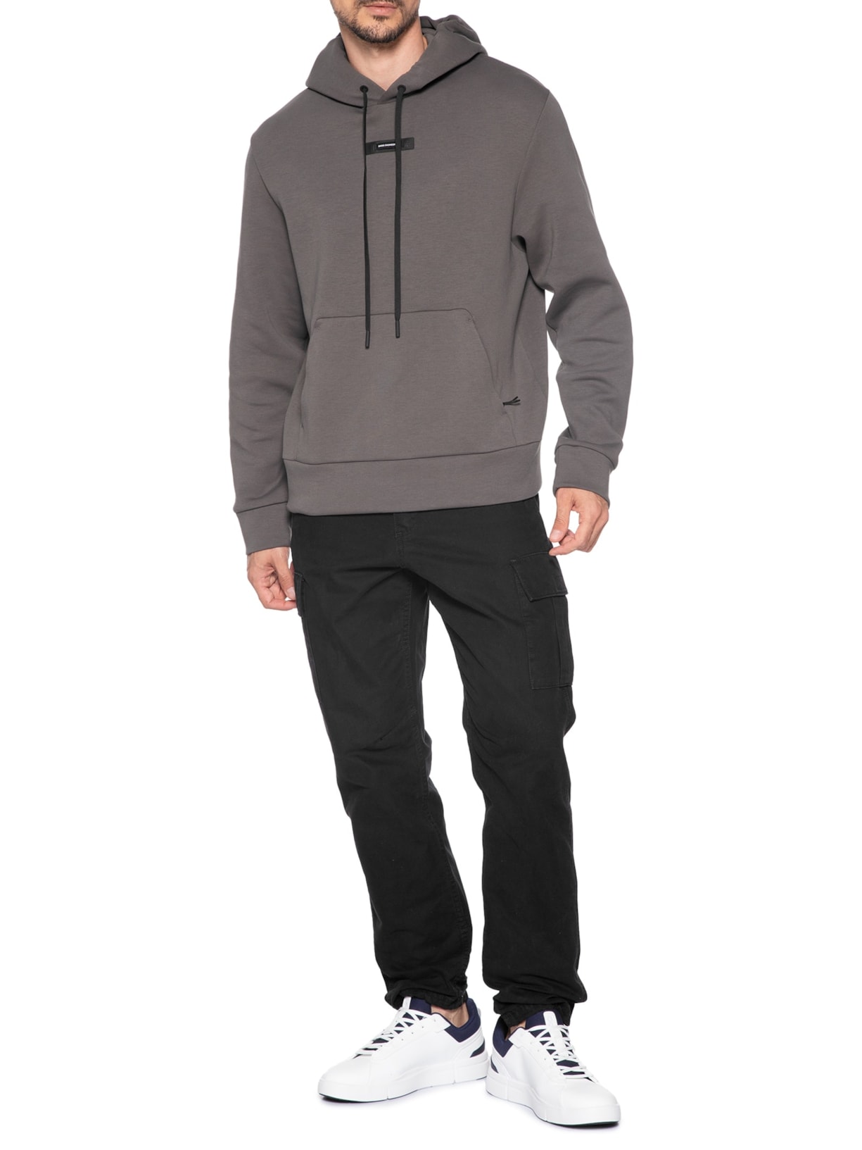 Moletom Masculino  Focus Tech Hoodie Cinza On Running