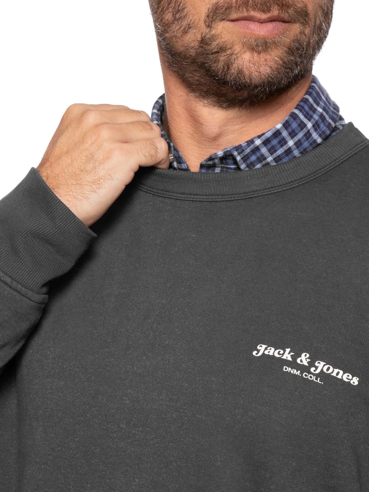 Moletom Masculino Gola Careca Estampa Logo Preto Jack & Jones