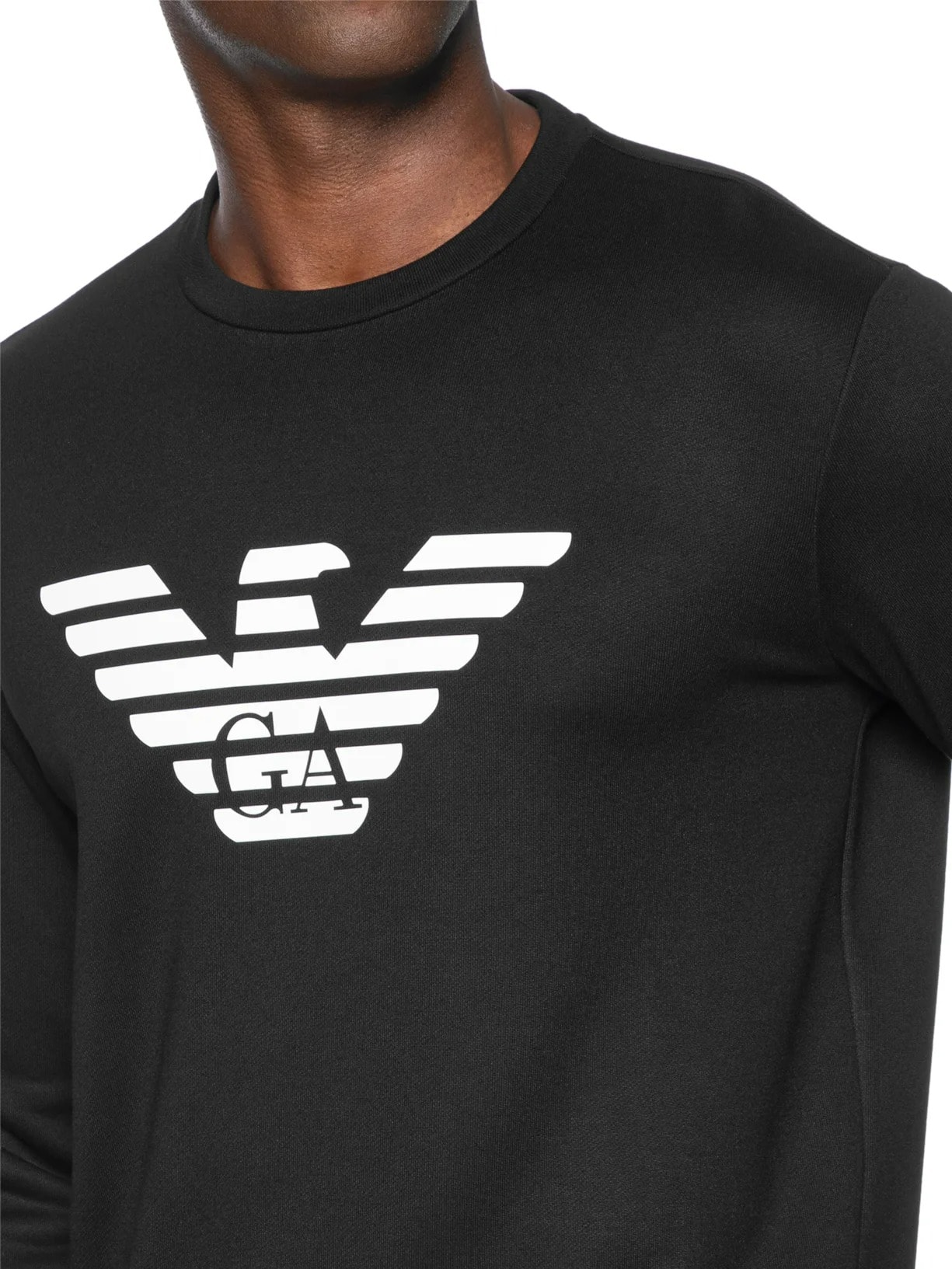 Moletom Masculino Gola Careca Logo Preto Emporio Armani