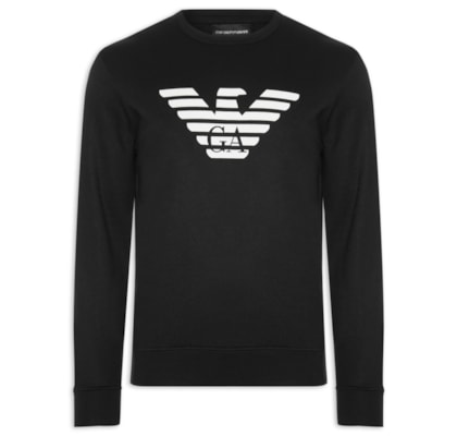 Moletom Masculino Gola Careca Logo - Preto