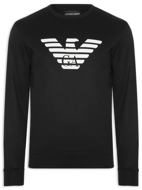 Moletom Masculino Gola Careca Logo - Preto