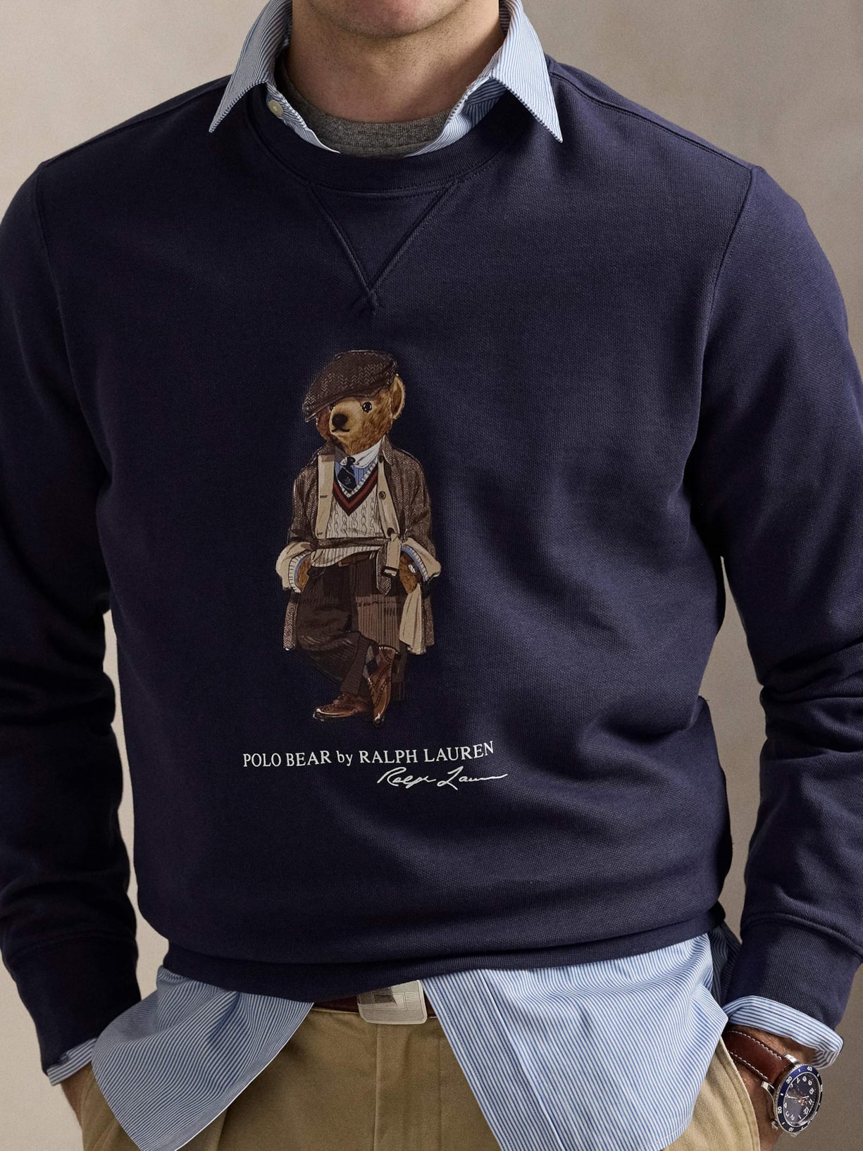 Moletom Masculino Manga Longa Seasonal Bear Azul Polo Ralph Lauren